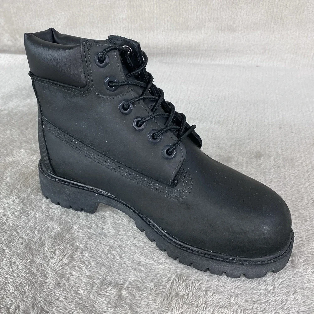 Timberland Premium 6 inch Kids Boys Boots Size 1 Black Nubuck Waterproof NEW
